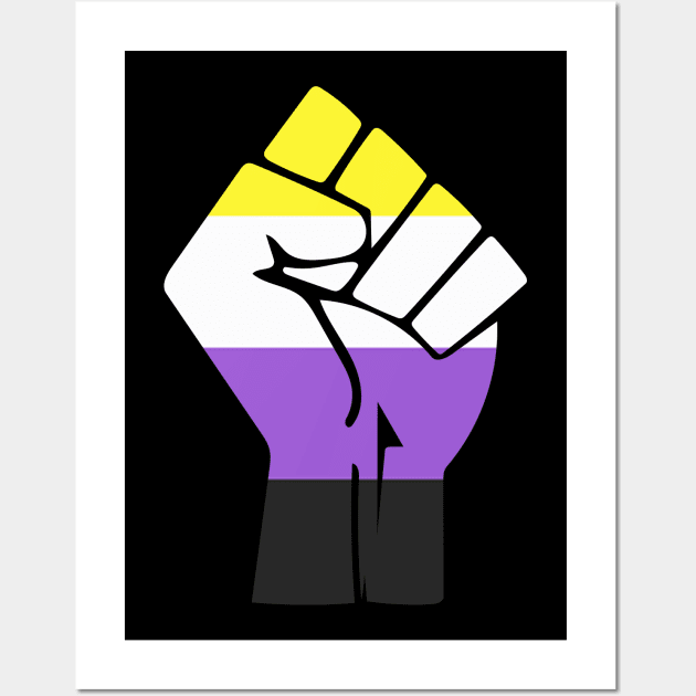 Black Lives Matter Fist LGBT Non-Binary Flag Wall Art by aaallsmiles